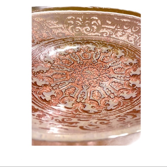 Vintage Ornate Amber Glass Serving Dish - Picture 7 of 7